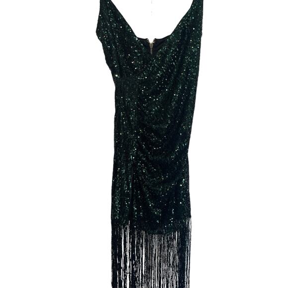 Lord & Taylor Dresses & Skirts - Kaylee Kollection Green Sequin Beaded Fringe Dress Size Medium